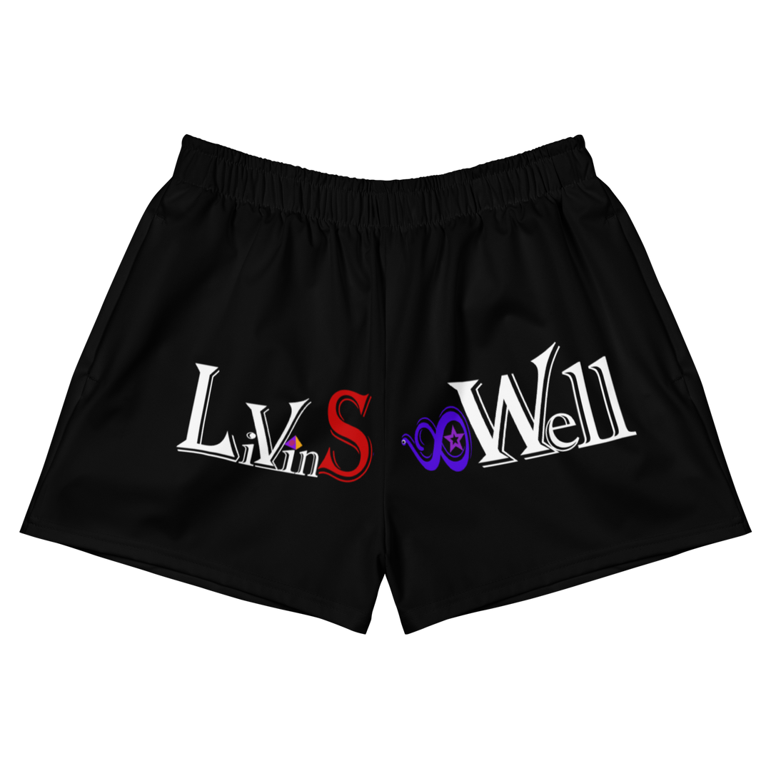 LivinSoWell- Goddesses&Queens White Recycled Athletic Shorts (Black)