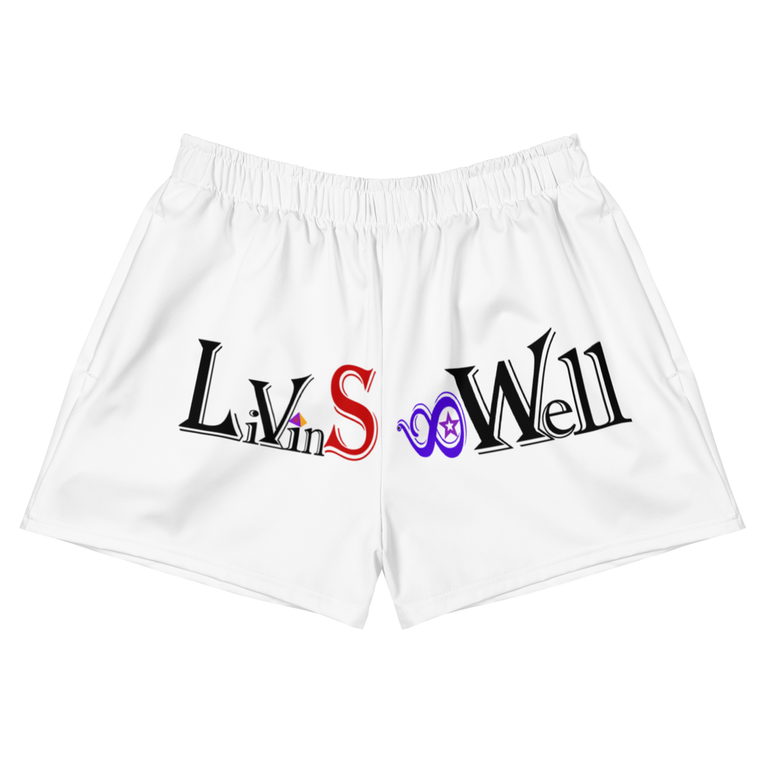 LivinSoWell- Goddesses&Queens Recycled Athletic Shorts (White)